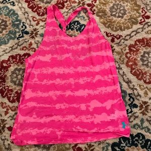 Girls pink Under Armour  twisted black tank top